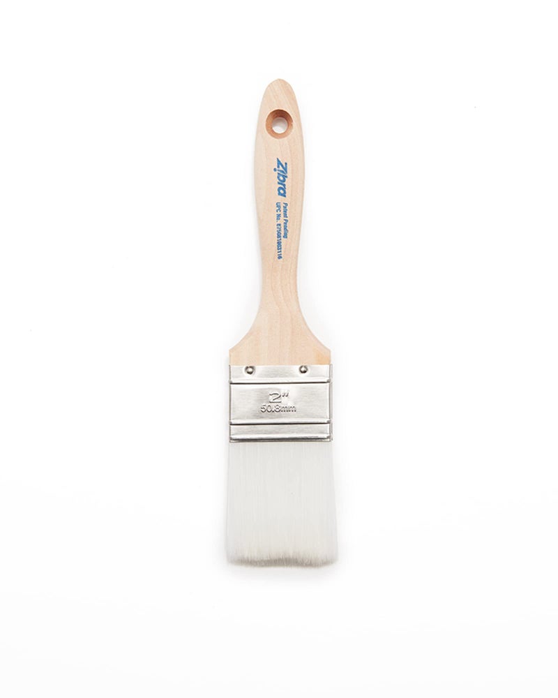 Zibra All Application Paint Brush, Pro Grade Chisel Paint Brush for Walls, Flat Surfaces, and Trim, White, 2 in - Image 1
